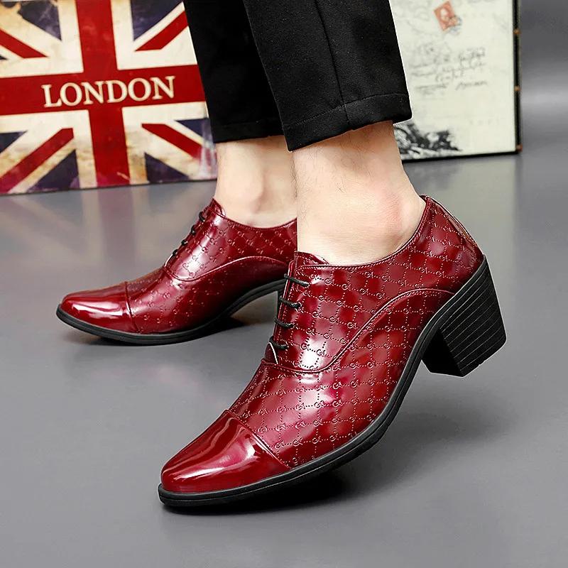 Italian Luxury Red Men Heel Shoes Man Male Oxford Men's Wedding Mens Shoes Designer Leather Formal Dress Shoes for Men