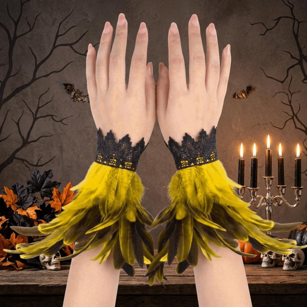 Adjustable Fluffy Feather Wrist Cuffs Black Plume Bracelet New Wristband Themed Party