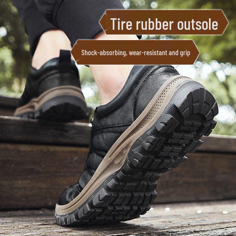 Men's Cross-Border Plus Size Outdoor Hiking Shoes - Fashionable Low-Top, Non-Slip, British Style Casual Footwear.