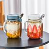 Portable Overnight Oat Glass Cup Water Mug With Spoon Breakfast Salad Can Yogurt Tumbler Heat Resistant Juice Milk Cup