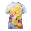 Summer Round Neck 3D Fruit Lemon Pattern Print Top Fashionable Casual Short Sleeved Men's and Women's Unisex T-shirts