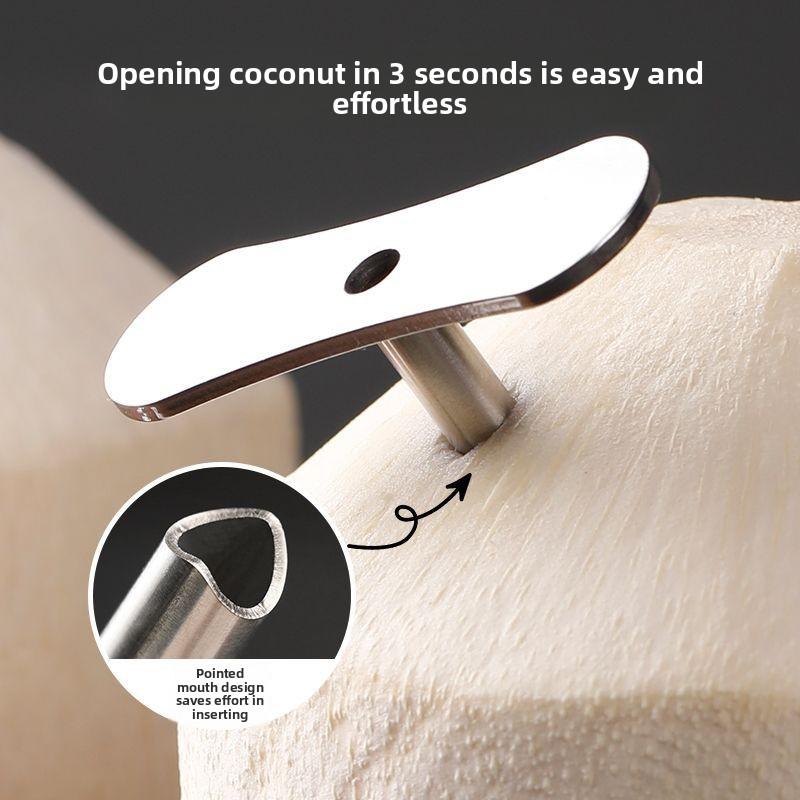 Edelstahl Kokosnussöffner Kokosnussmesser Wiederverwendbare Kokosnussbohrung Spezieller Bohrer Schalenöffnungsartefakt