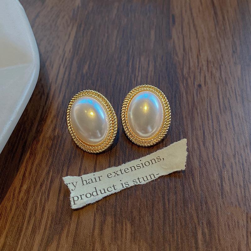 Silver needle pearl earrings retro niche stud earrings femininity earrings