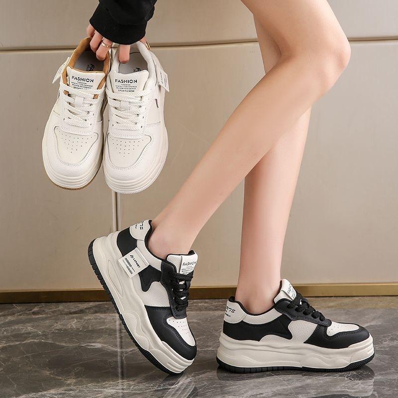Thick-soled Heightening Little White Shoes Women's Spring and Autumn Velvet Muffin Women's Shoes 2024 New Red Casual Board Shoes Sneakers
