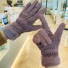 Warm Heart Embroidery Gloves Thicken Winter Plush Gloves Fashion   Cycling