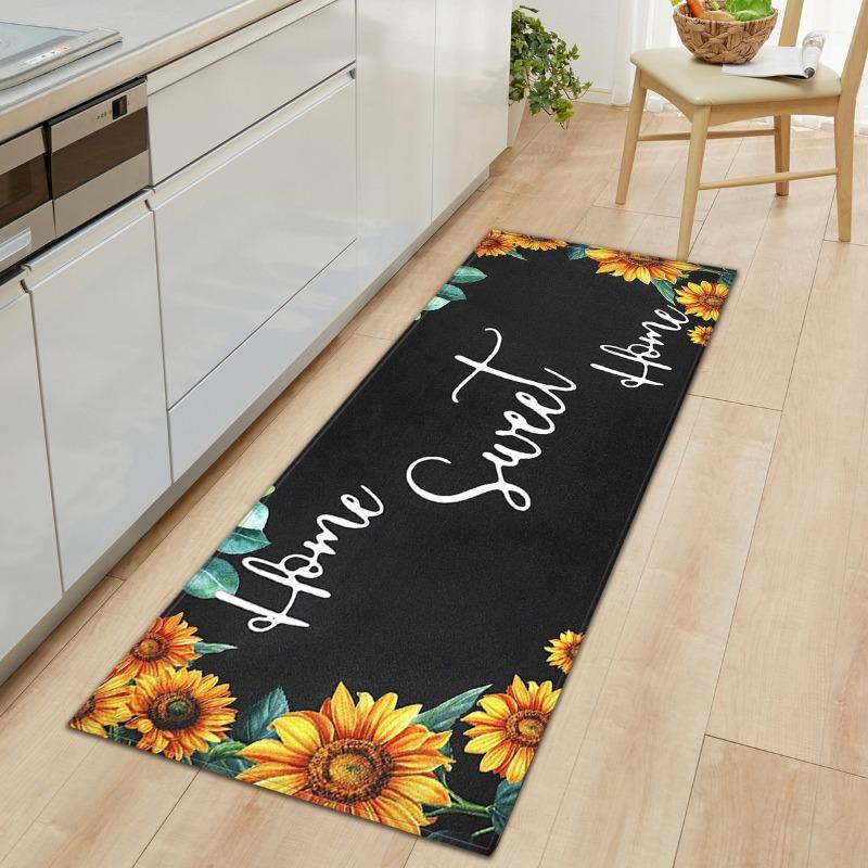 Long Kitchen Floor Mat Chalkboard Kitchen Print Design Anti Slip Durable Mat Comfortable Foot Feel Perfect for Kitchen Decor