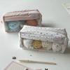 Causal Cute Pencil Case Tranpsarent Windows Badge Pin Displaying Stationery Organizer Large Capacity Pen Bag Back To School