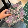 Large Capacity Cosmetic Bag with Purple Flower Print, Travel Makeup Organizer & Brush Pouch, Wash Bag Gift for Women Students