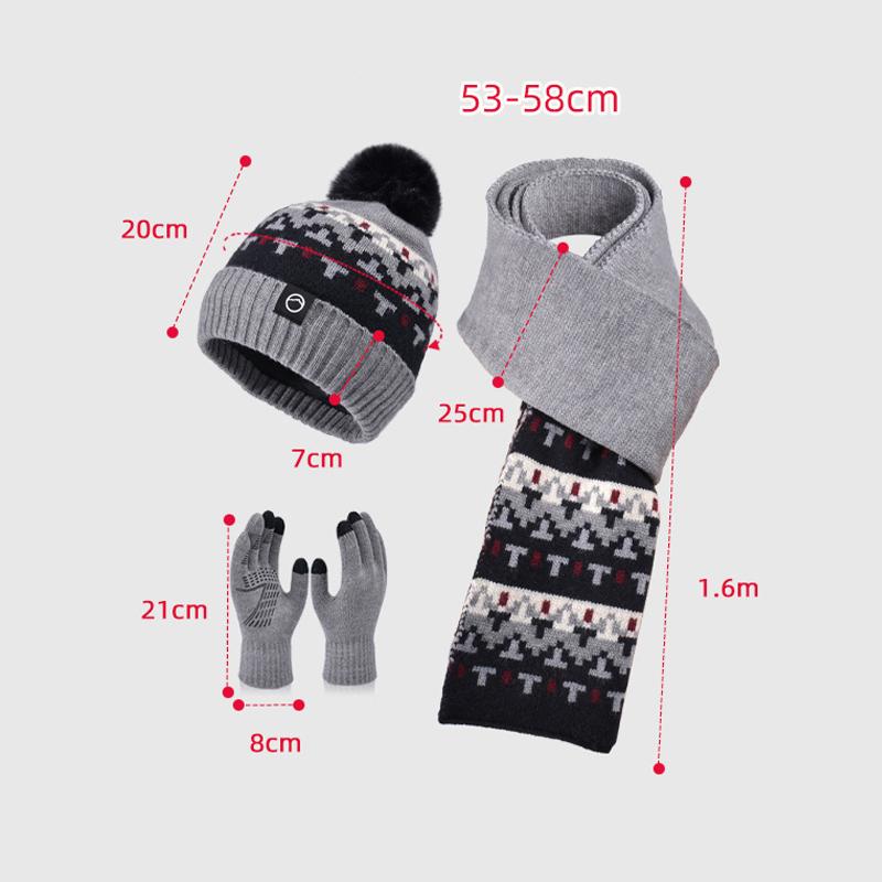 Vinterhatt Mössa Halsduk Tre-delat Set Dam Sammet Öronskydd Köldtålig Varm Mössa Utomhus Stickad Ullmössa