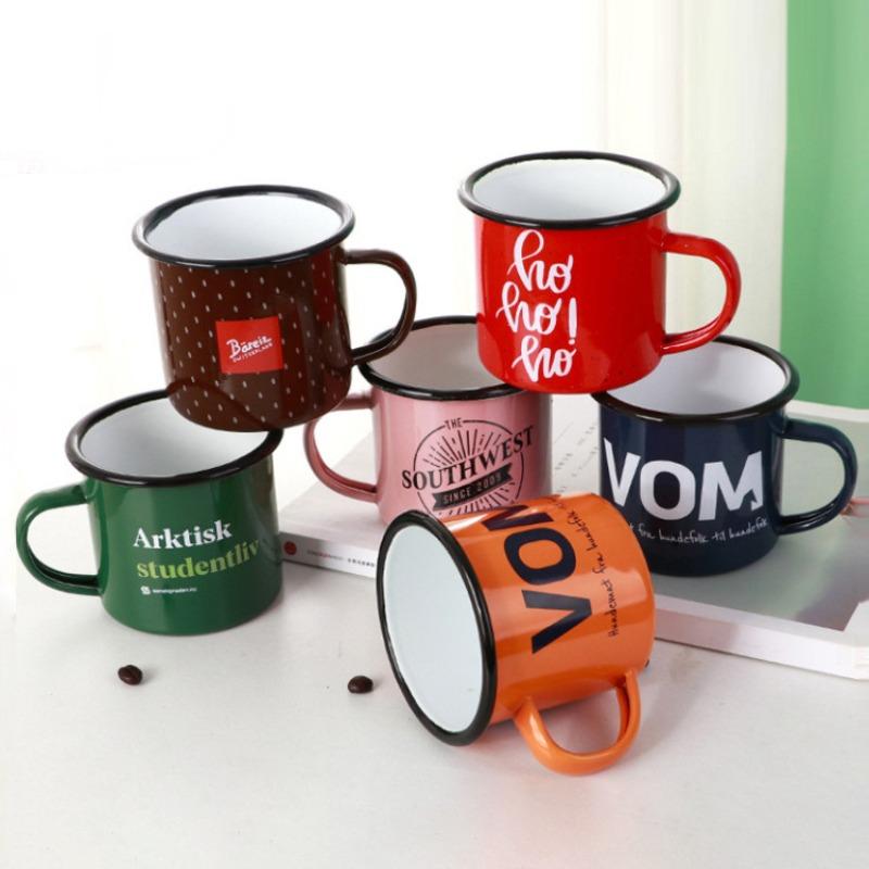 Export boutique thickened colored enamel enamel cup Christmas gift coffee cup camping mug customization
