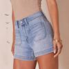 European & American Women's Classic Washed Stretch Denim Shorts - Comfortable, In Stock, Hot Selling 2026 Style