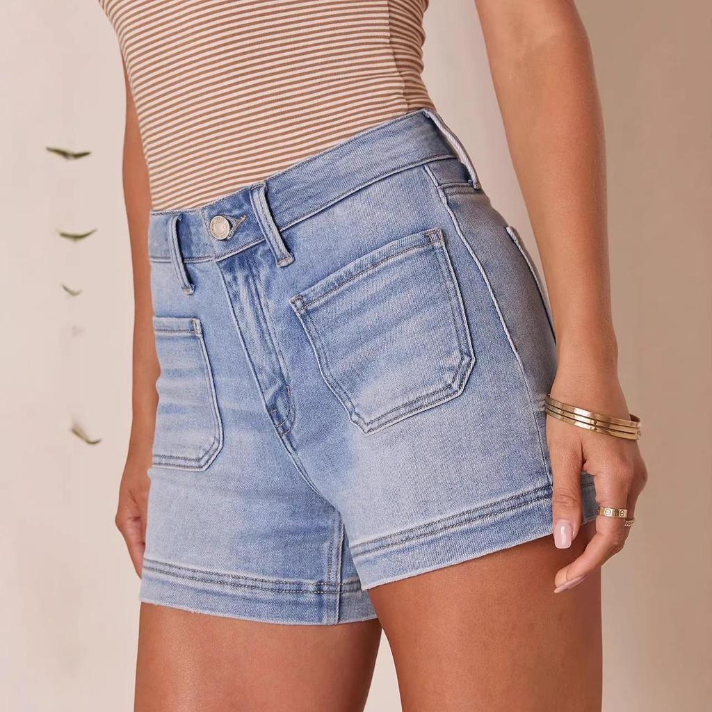 European & American Women's Classic Washed Stretch Denim Shorts - Comfortable, In Stock, Hot Selling 2026 Style