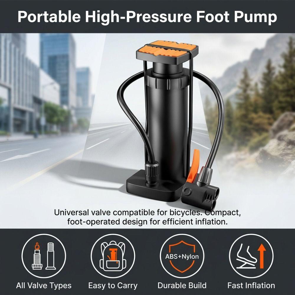Portable Foot Air Pump High Pressure Bike Floor Pump New Bicycle Tire Pump Motorcycle Tires