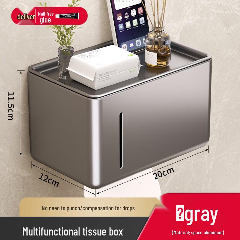 Handun Wall-Mounted Bathroom Tissue Box with Hook