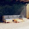 Vidaxl 7-Cz. Garden Lounge Set, Grey Cushions, Pine