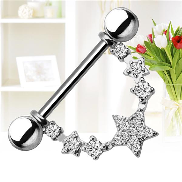 Surgical Stainless Steel Nipple Rings Crystal Bling Nipple Barbells