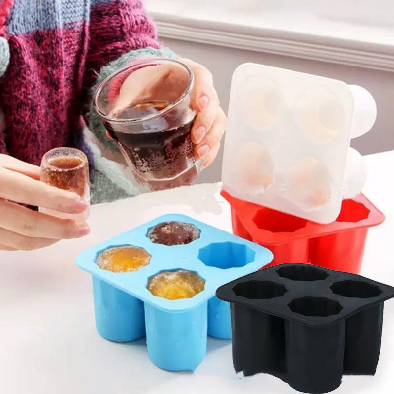 4 Tassenform Silikon Eiswürfelform Tablett Halloween Skelett Mach Schnapsglas Sommer Bar Party Gefroren Whiskey Bier Cocktail Kalt