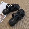 Freizeit Hausschuhe für Frauen Rutschen Flache Plattform Mid Heels Frauen Schuhe Solide Peep Toe Sommer Hausschuhe Plus Größe Zapatos De mujer