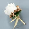 Simulate Silk Rose with Berry Wedding Corsage for Groom Bride Marriage Brooch Pin