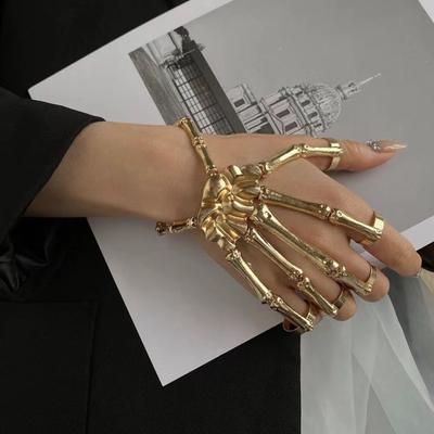 Braccialetto con mani di Halloween, scheletro, mano, artiglio fantasma, punk, stile esagerato, cordino elastico regolabile, teschio spettrale, dita, braccialetto unisex, accessorio per le feste