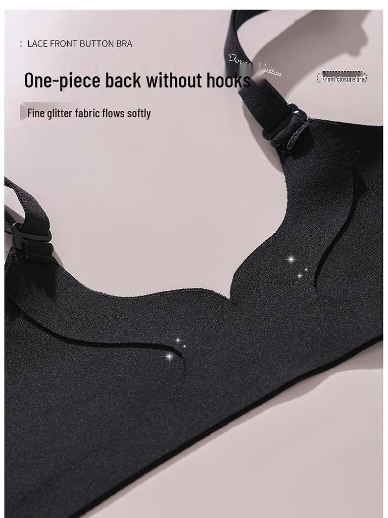 Front Buckle Lace Push-Up Bra - Wirefree & Anti-Sagging for Small Chests