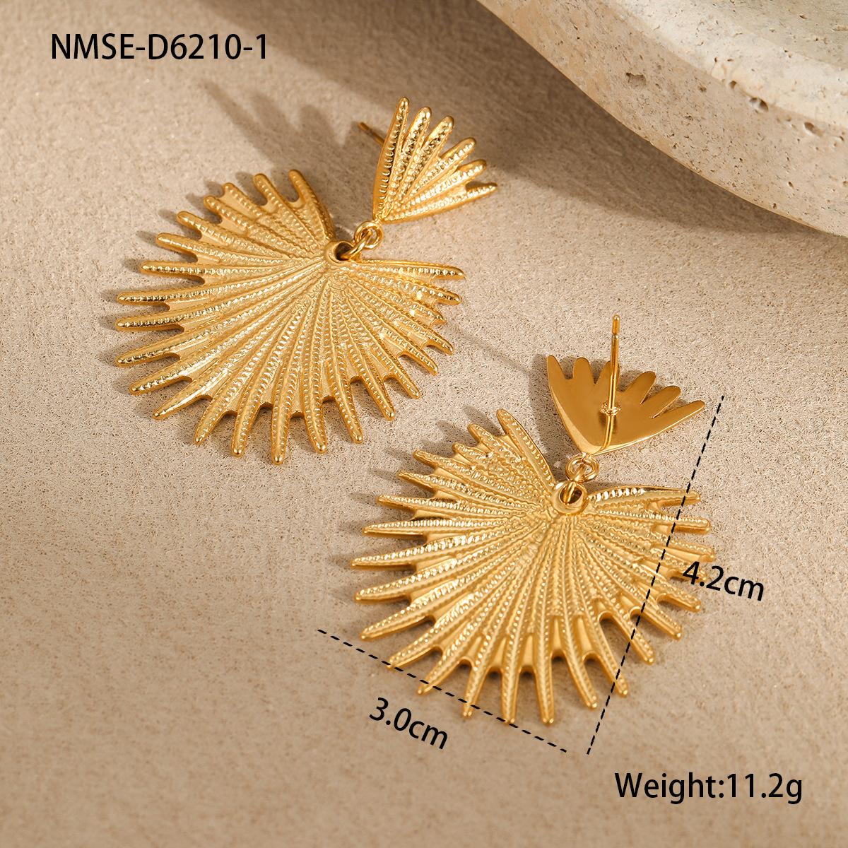GEMCHIC Women s Exaggerated Fan Shape Tassel Earrings 18K Gold Plated Stainless Steel Geometric Statement Jewelry for Party Wedding 18K