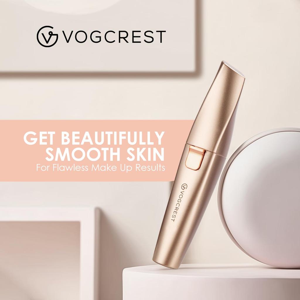 VG VOGCREST Eyebrow Facial Rechargeable Facial Hair Removal Eyebrow Shaver Painless Facial Razor with LED Rose Gold Trimmer 2-in-1 & - Built-in