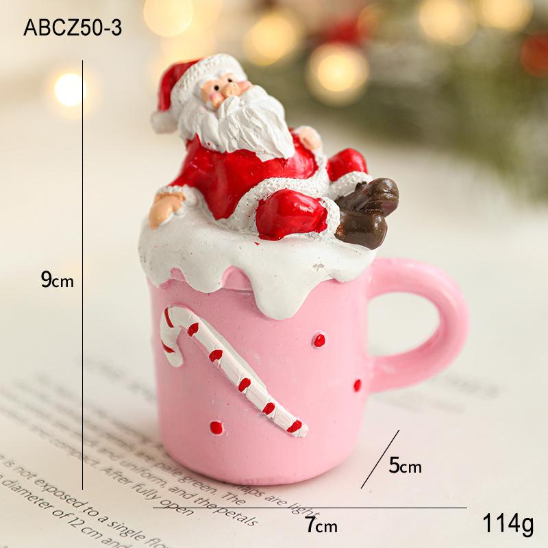 Resin Christmas Mug Desktop Ornament Cartoon Creative Santa Claus Christmas Decoration Creative Gift