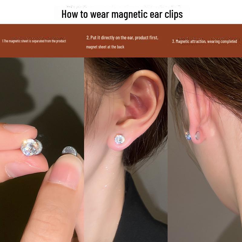 Magnetic Zircon Studs for Men & Women - Non-Piercing Ear Bone Clips