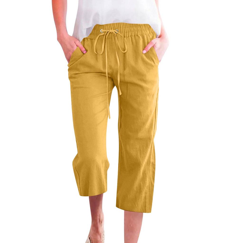 Women's Casual And Fashionable Solid Color Loose Pants With Pocketes
