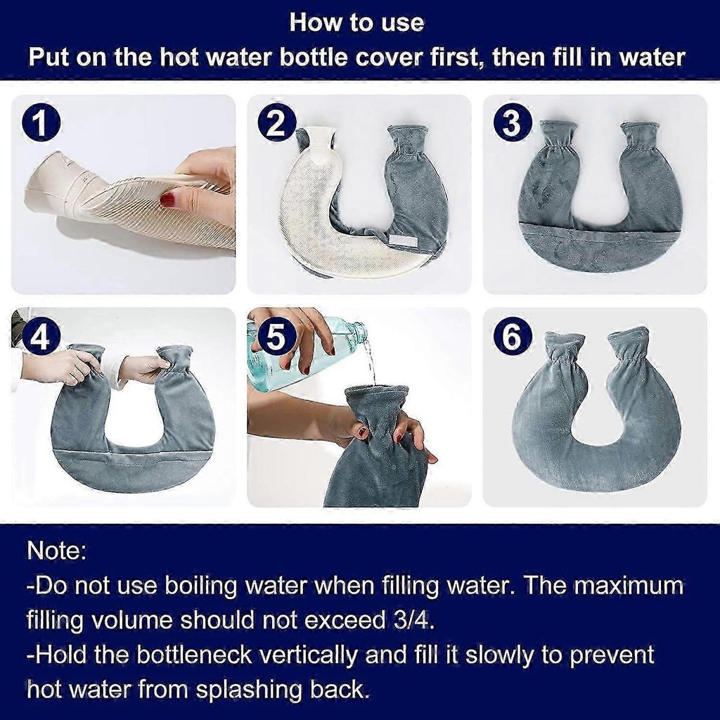 U-shaped plush rubber neck and shoulder warmer 2L hot water bottle 1pcs