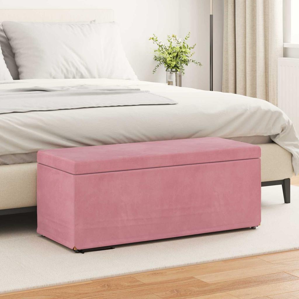 Pink Stool 101 X 41 X 40 Cm Velvet and Engineered Wood