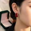Acrylic Dark Red Drip Glaze Stud Earrings Zinc Zinc Alloy Hoop Earrings New C-Shaped Earrings  Women