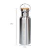 [mana.] ORGANIC LIVING Stainless Steel Long Bottle, 500ml, Double-walled Vacuum Structure, Keeps Drinks Warm for Long Hours
