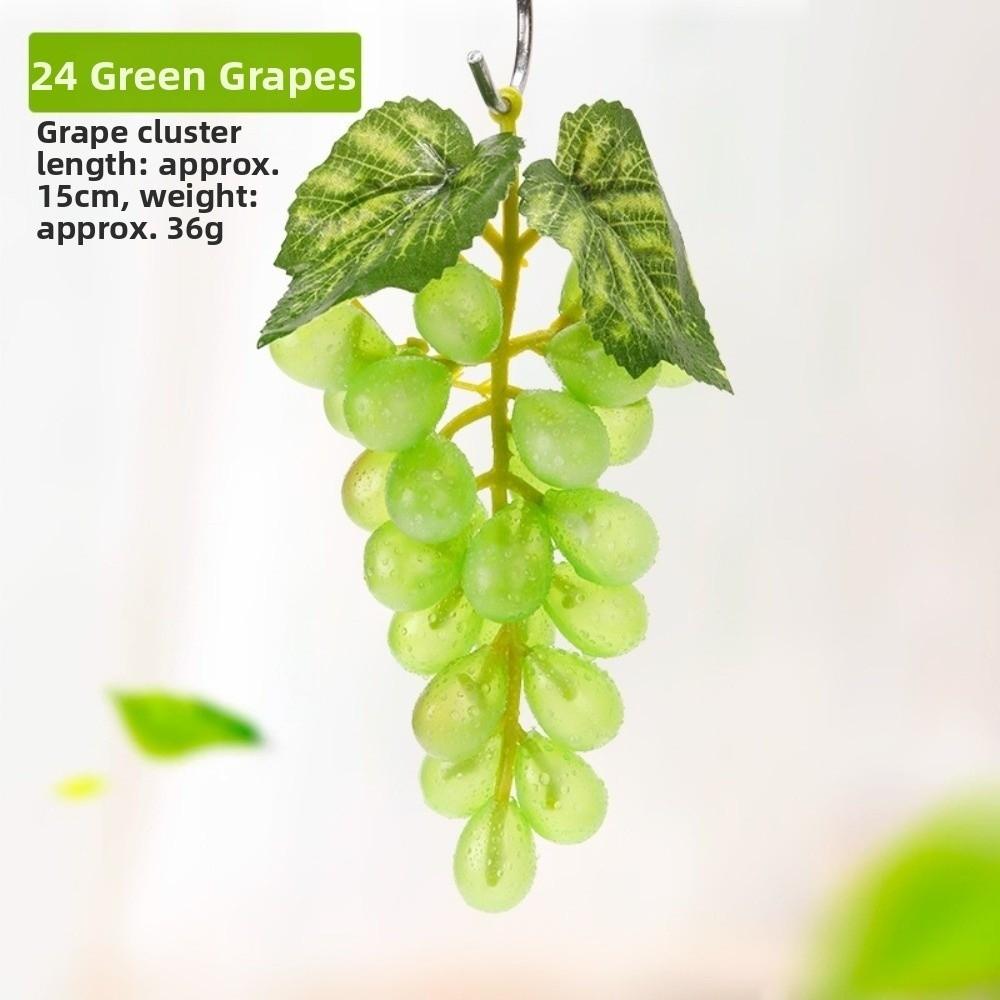 Realistic Artificial Grapes Bunches Decorative Simulation Artificial Faux Fruits Green Grass Fake Grape Bundles
