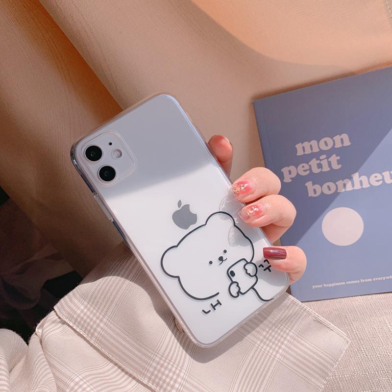 Einfaches Zeichenbär für IPhone16 für Apple Handyhülle 15 Neu 17Air Transparent 8plus Silikon 14 für 11