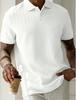 Men's Short Sleeve Knit Texture Polo Shirt Button Collar Casual Top
