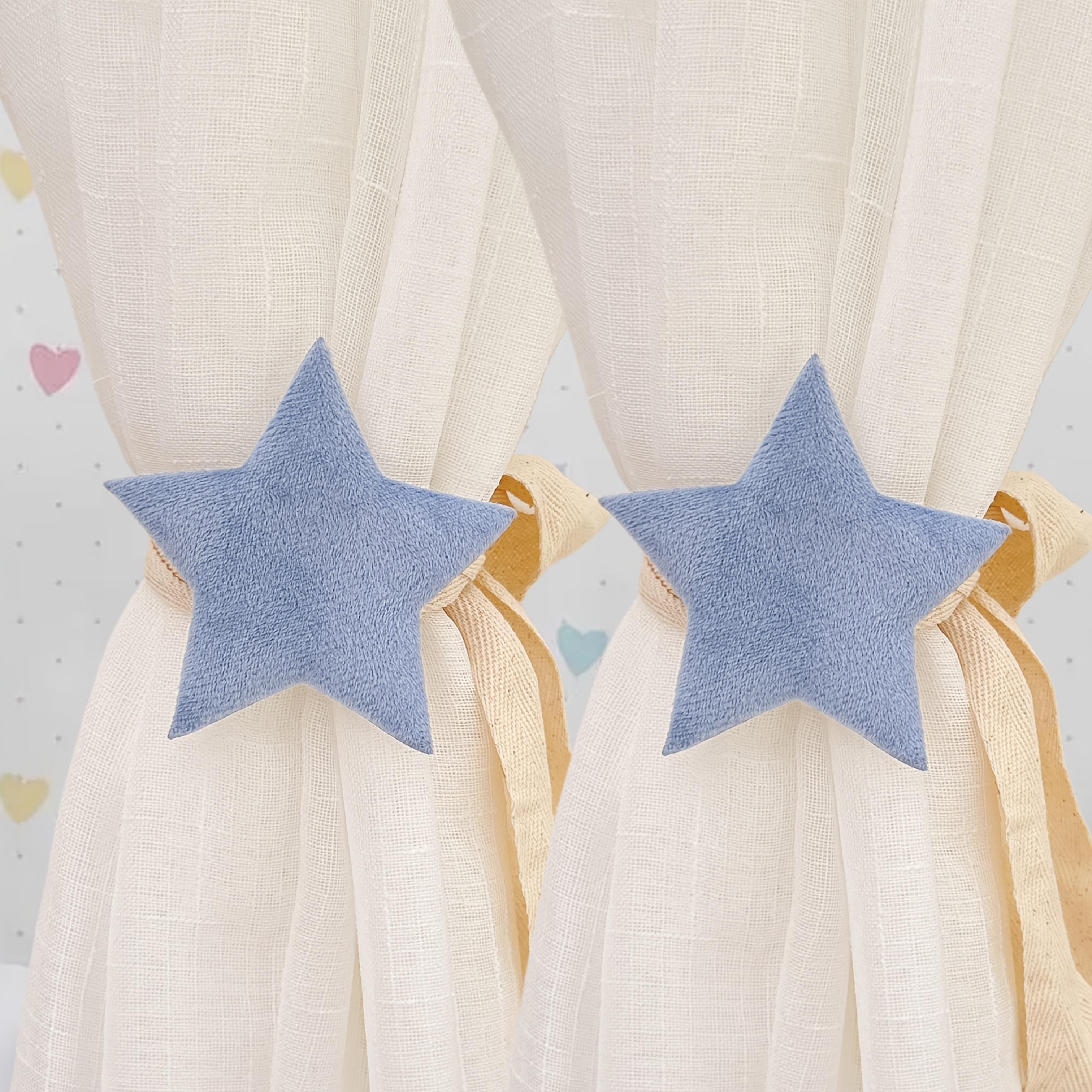 

2pcs Navy Star-Shaped Curtain Tiebacks - Durable Polyester Window Drapes with Ribbon, Perfect for Stylish Home Decor