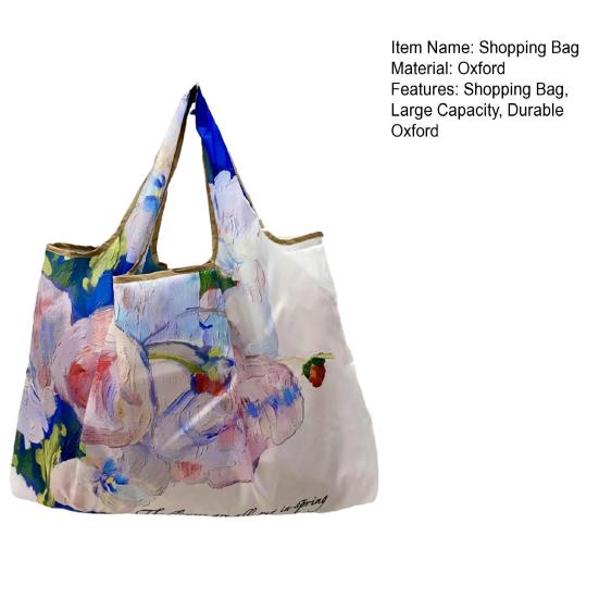 Yousheng Shopping Bag Foldable Large Capacity Tote Durable Oxford Reusable Grocery Bag Strong Load-Bearing Shoulder Storage Bag