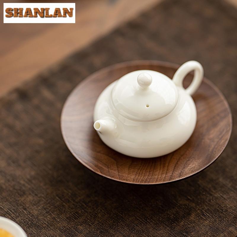 110ml Boutique Sheep Fat Jade White Porcelain Teapot Elegant Officer Hat Pot Tea Brewing Kettle with Strainer Cha Supplies Gift