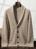 Men's Thickened Cashmere Knit Cardigan - Green Winter Sweater with Fruit Collar