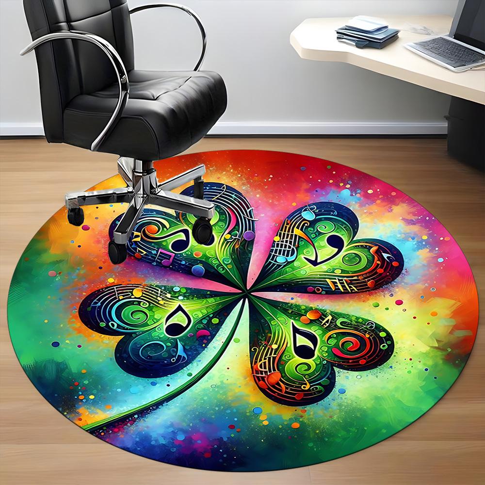 1pc Music Notes Office Round Area Rug, Indoor Mat Suitable ForOffice, Under Office Chairs Bedroom Living Room Home Decor T221