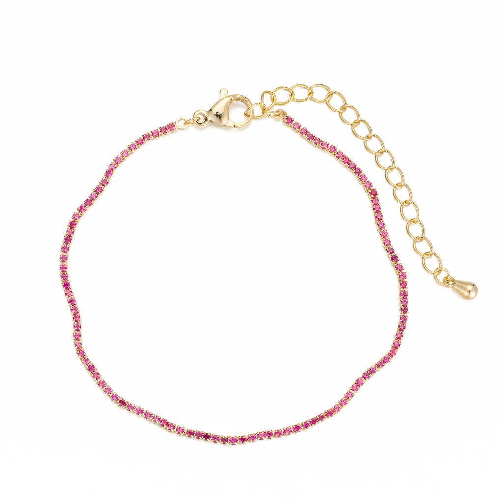 Delicate Wavy CZ Tennis Bracelet 14K Gold Plated Brass Dainty Adjustable Chain Jewelry for Beach Summer Daily Casual Outfit Wear