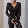 2024 Autumn/Winter Floral Lace Fan-Shaped Blouse for Women