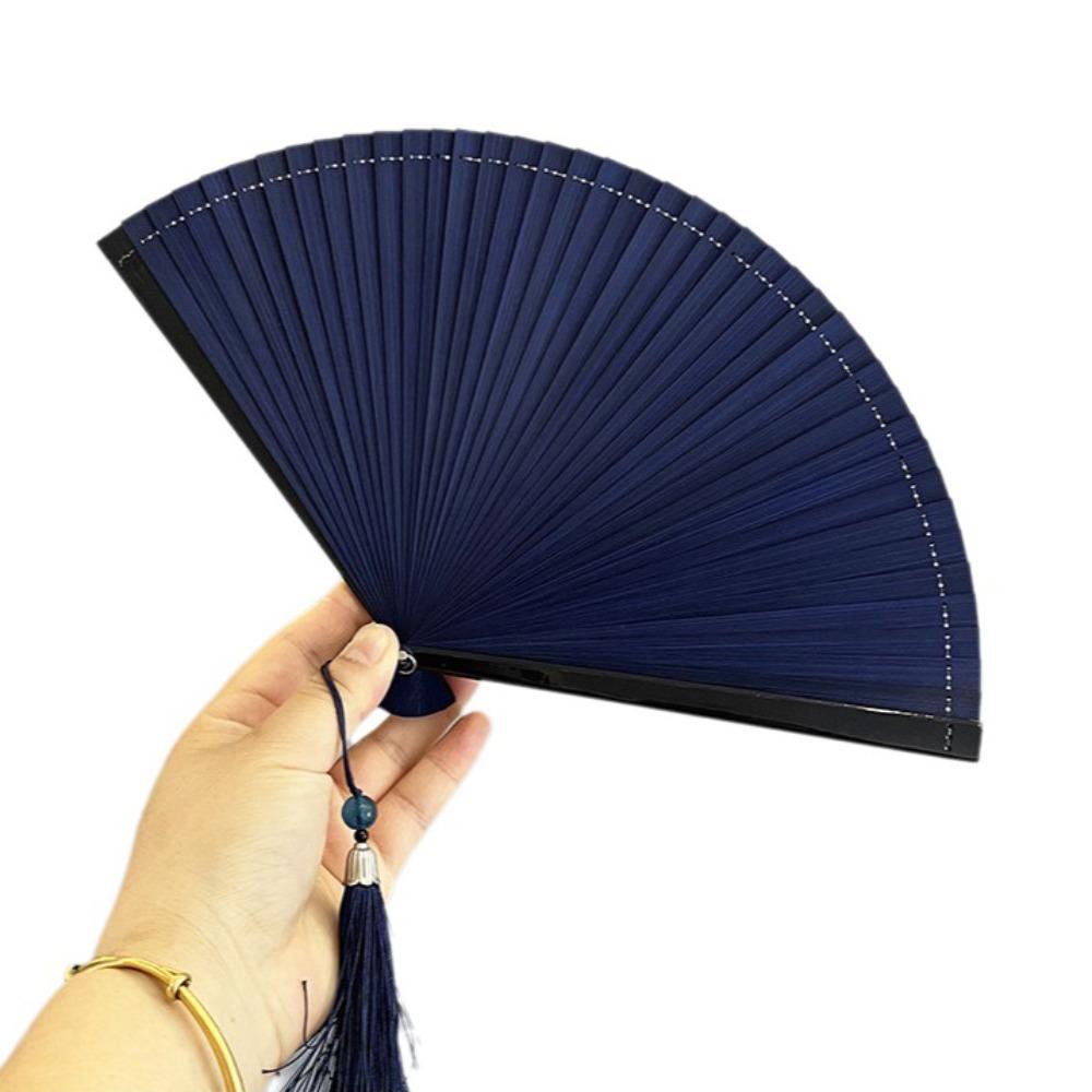 Chinese Style Tassel Folding Fan Solid Color Kimono Fan Elegant Handheld Fans  Wedding Party Decor