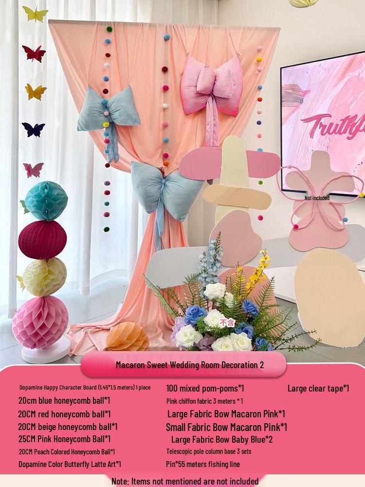 Colorful Red  Xi  Character Wedding Photo Props & Dopamine Wall Decoration