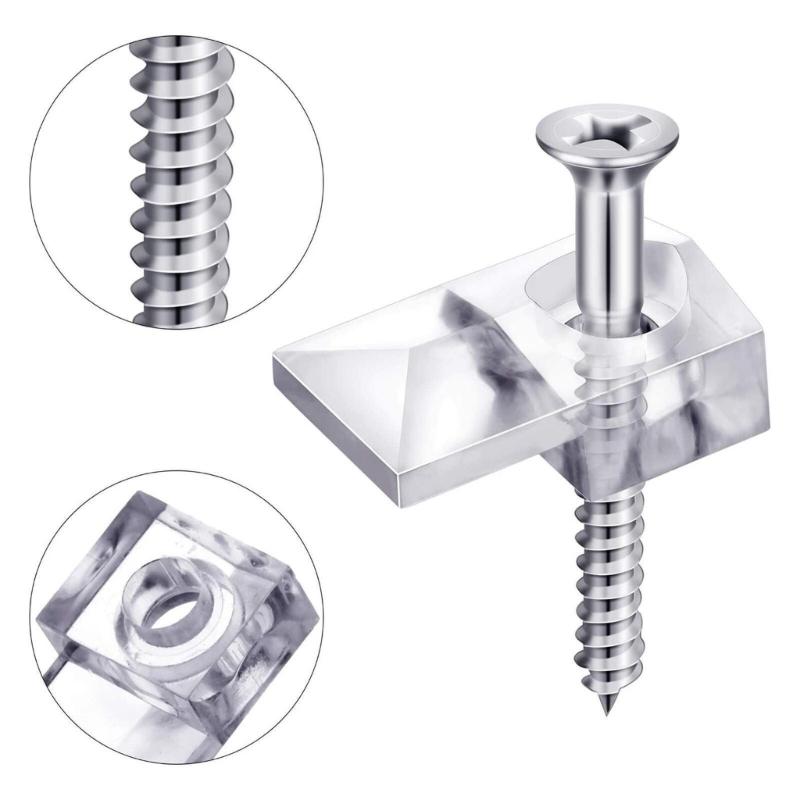 20/40 Pezzi Clip di Montaggio Specchio in Plastica Ganci Trasparenti Porta Specchio per Parete