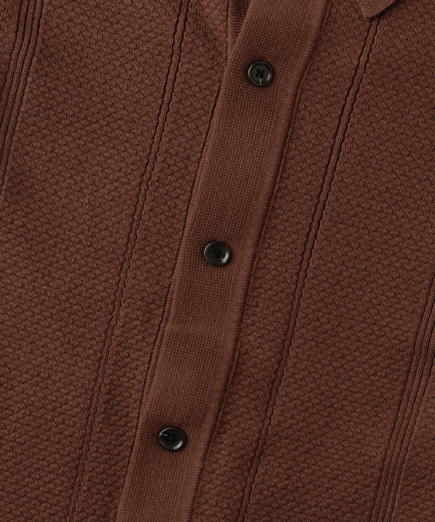 OUTSTANDING Ls Stripe Collar Knit Cardigan_Brown