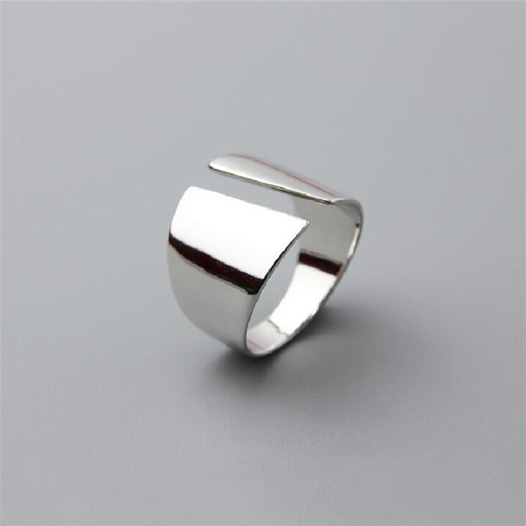 New Fashion Irregular Wide Face 925 Sterling Silver Jewelry Smooth Temperament Geometric Personality Opening Rings TYB9