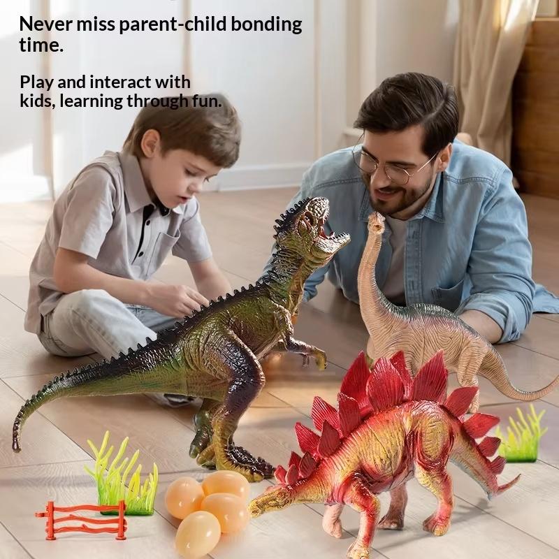Dinosaur Toy Set For Kids Realistic Soft Rubber Animal Models Triceratops T-Rex Pterosaur Figures Ornament Doll Random Style